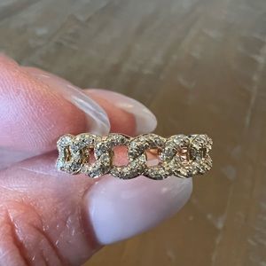 14k yellow gold with diamonds chain style ring